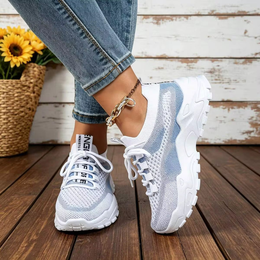 FZY Women's Breathable Mesh Chunky Sneakers, Lightweight Lace-Up Casual Shoes, Non-Slip Thick Sole Running Shoes,Tenis De Mujer With Arch Suppor Halloween